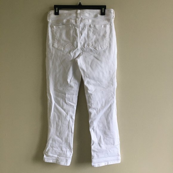 NYDJ Marilyn Straight Ankle Cuffed Jeans OPTIC WHITE SIZE 6 - Picture 8 of 13